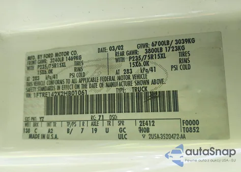 2002 Ford Econoline E150 Van from USA, damaged, VIN 1FTRE142X2HB01061